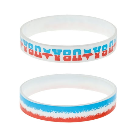 USA Patriotic Rubber Bracelets, Red, White and Blue, Unisex