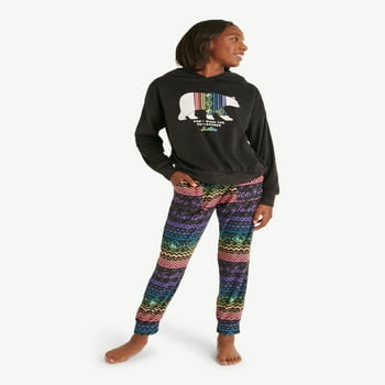 Justice Girls Long Sleeve Hoodie and Jogger Set, 2-piece Pajama Set, Sizes 5-18 & Plus