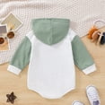 thumbnail image 5 of Gibobby Mameluco polar con capucha de Color de retazos de manga larga para niños y niñas, monos de sudadera para recién nacidos con bolsillo(Blanco, 3-6 Meses), 5 of 5