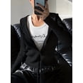 thumbnail image 6 of Women'S Long Sleeve Ribbed Knit Cardigan Drawstring Fitted Hooded Sweaters Fall Clothes Trendy Black M, 6 of 9
