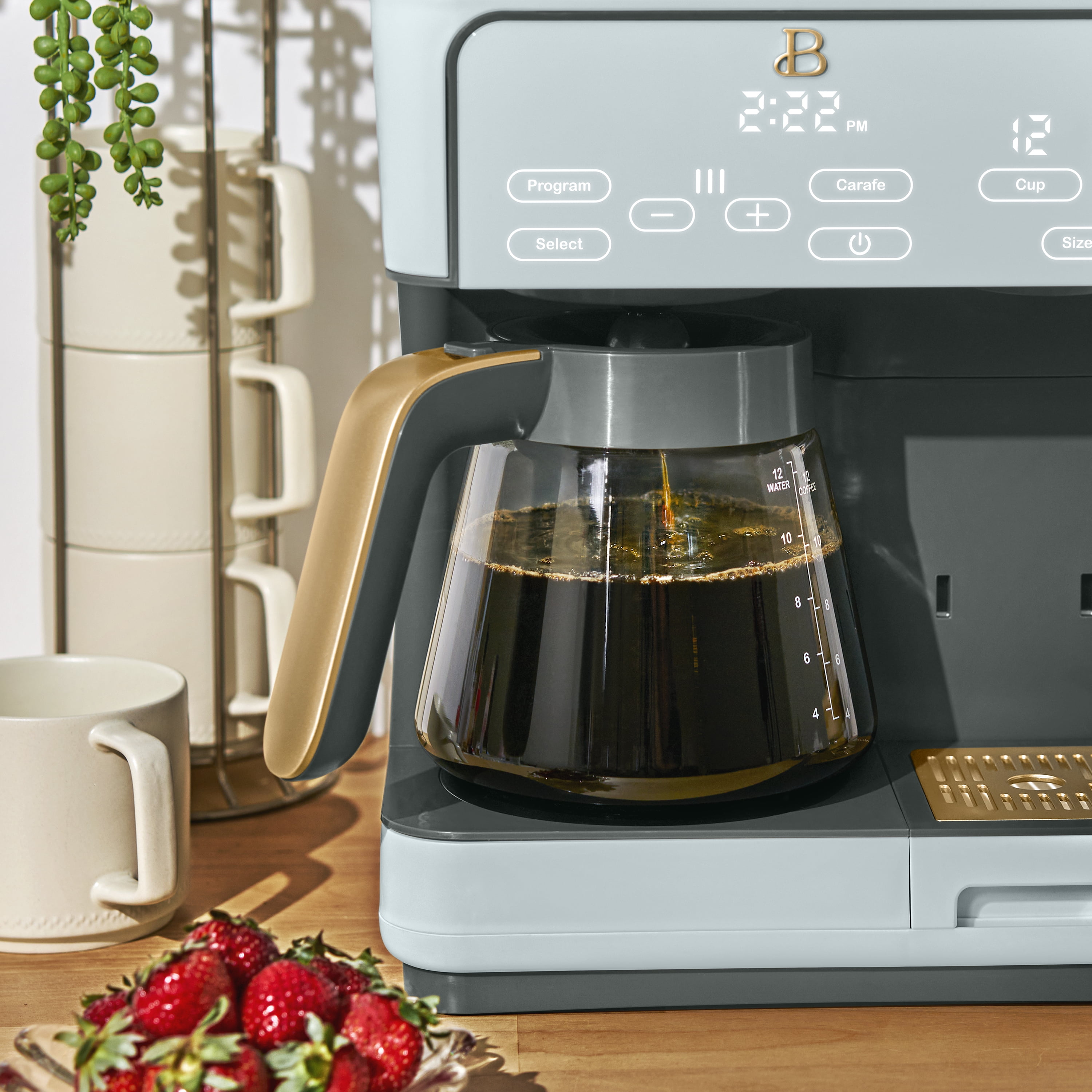 Beautiful Programmable 12-Cup & Single-Serve Multi-Brew Coffee Maker, Hydrangea by Drew Barrymore