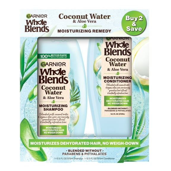 Garnier Whole Blends Coconut Water, Aloe Vera Shampoo and Conditioner Twinpack, 1 kit