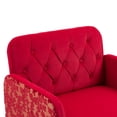 thumbnail image 4 of Velvet Accent Chair, Modern Tufted Upholstered Armchair with Arms and High Back, Comfy Leisure Single Sofa Chair with Golden Metal Legs for Living Room Bedroom, Rose red, 4 of 6
