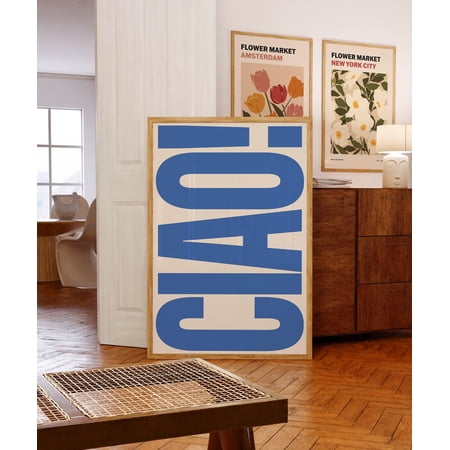 Ciao Typography Blue Italian Decor Wall Art Unframed Paper Print