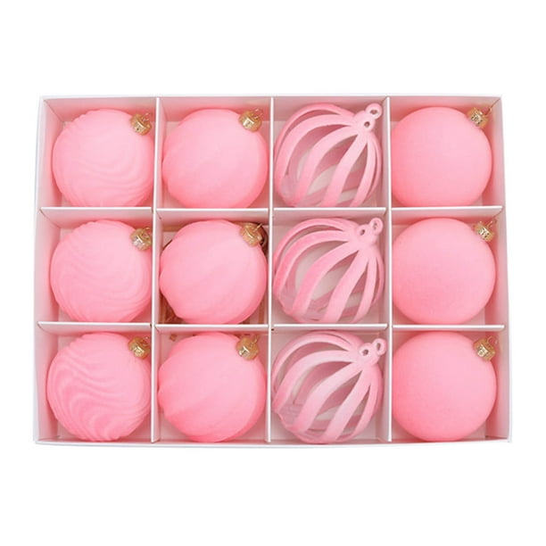 12 Bolas Navideñas de Terciopelo Flocado | Adornos Navideños de Plástico Marrón de 6 Cm para Árbol de Navidad | Decoración Festiva Colgante para Fiestas