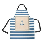 ASHLEIGH Kitchen Aprons Anchor and Stripes Adjustable Bib Apron with Pockets for Women Men