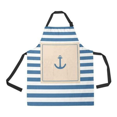 ASHLEIGH Kitchen Aprons Anchor and Stripes Adjustable Bib Apron with Pockets for Women Men