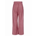 thumbnail image 6 of Women'S Corduroy Wide Leg Pants with Patch Pockets Casual Slim Fit Elastic Waist Trousers Lotus Root Color L, 6 of 8
