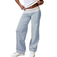 thumbnail image 4 of Women's Fold Over Wide Leg Yoga Pants Stretchy Bell Bottom Roll Up, 4 of 9