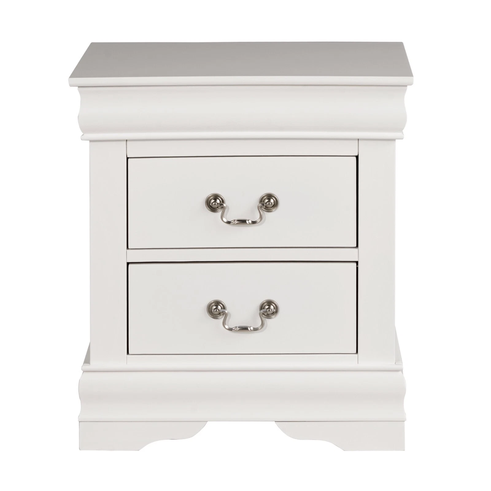 Fully Assembled Nightstand with 2 Drawers Solid Wood End Table Traditional Style Bedroom Funiture 1PC