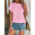 thumbnail image 3 of Womens Clothing Homenesgenics Womens Tops under $5 Women's Spring/Summer Fashion Casual Loose Round Neck Short Sleeve Women's Pink S, 3 of 6