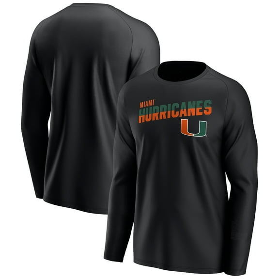 Men's Black Miami Hurricanes  Long Sleeve T-Shirt