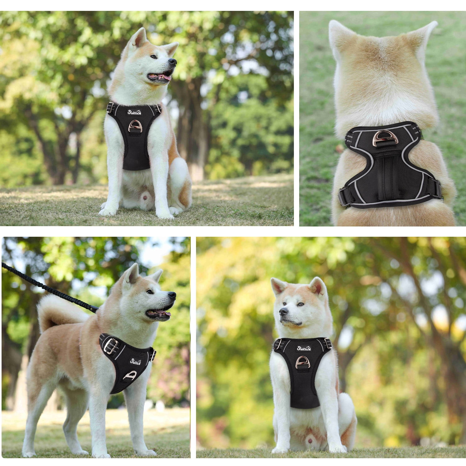 AUTOWT No Pull Dog Harness - Heavy Duty, No Choke Design with 2 Leash Clips & Adjustable Padded Vest