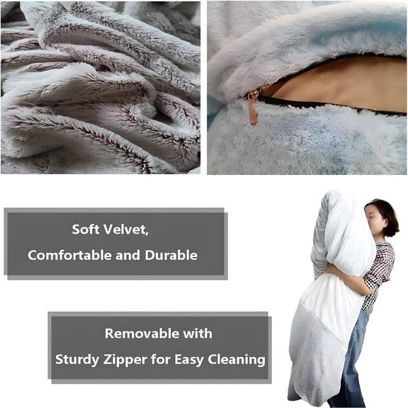 XIBUFE Big Huge Giant Bean Bag Chair for Adults,(No Filler) Bean Bag Chairs in Multiple Sizes and Colors Giant Foam-Filling Required - Machine Washable Covers,Double Stitched Seams (White,6Ft)