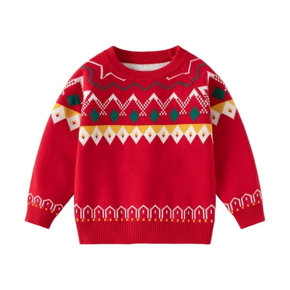XIMIN Christmas Ugly Sweater for Kids Sweater Girls Boys Crewneck Cute Fuzzy Funny Wintertime and Holiday Parties Knitted Pullover Fair Isle Sweaters Pullover Jumper