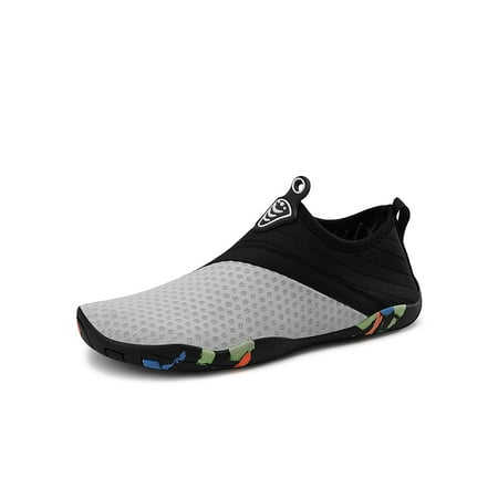 

Daeful Unisex Water Shoes Swim Aqua Socks Surf Beach Shoe Breathable Athletic Barefoot Workout Flats Light Gray 10