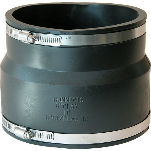 Fernco Clay Coupling 1002-66 - 6 Inch Clay x Plastic Pipe Fitting