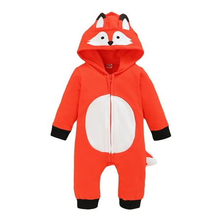 

Honeeladyy Winter Infant Baby Boys Girls Long Sleeve Cartoon Romper Hoodie Jumpsuit Orange Clearance under 5$