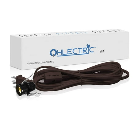 

OhLectric OL-39988 Lighting Cord Set - Suitable for Candelabra Base Lights - Inline Switch With Moulded Plug & Cord - Great For Holiday and Decoration - 8 Foot Cord For Flexible Positioning Brown