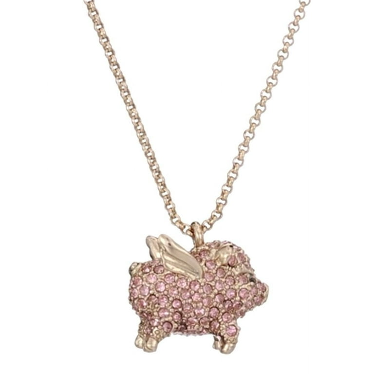 Kate Spade New York Pink Pave Pig Mini Pendant Necklace 17