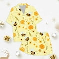 thumbnail image 3 of Kids Girl Silk Pajamas Set Cute Print Button Down Solid Tops T Shirt Set Pjs Sleepwear Outfits Pjs for Girls Size 6-7 Years Kids Clothes, 3 of 3