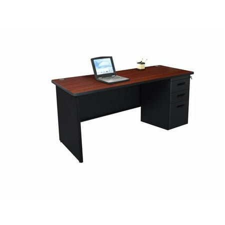 - Pronto PCR6024SP-B-BK-MADN 60 W x 24 D Single Full Pedestal Credenza, Mahogany Laminate & Black Finish