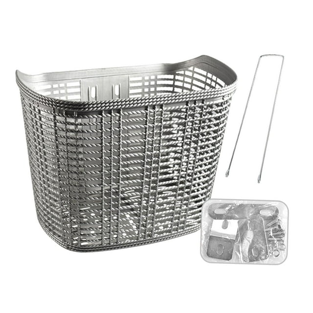S SERENABLE Bike Basket Bike Storage Basket with Strut Rainproof Front Frame Bike Basket Bike Hanging Basket for Mountain Bikes Shopping , Gray and Long strut