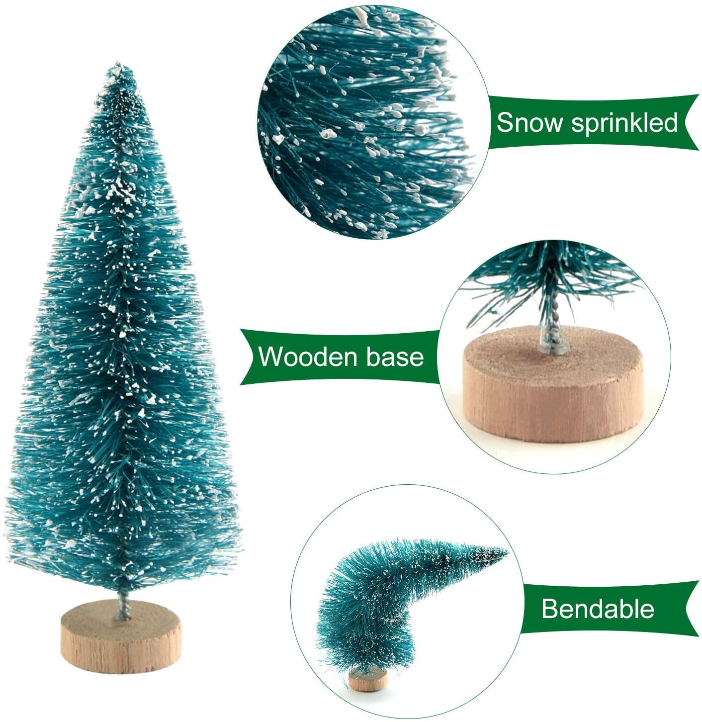 29 Pcs Mini Sisal Trees, Snow Frost Trees with Miniature Figures Woodland Animals Deer Fox, Table Top Crafts DIY Room Decor Mini Christmas Village Decoration, Small Size Trees