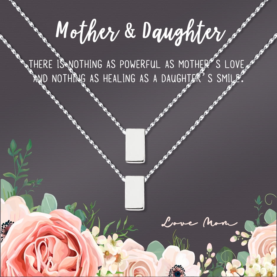 Custom Mother's Day Mother's Day Gift, Gift for Her, Gift for Mom, Personalized Card and Necklace Jewelry, Silver Infinity Mother's Day Card Necklace, Birthday Gift [Silver, Personalized Card]