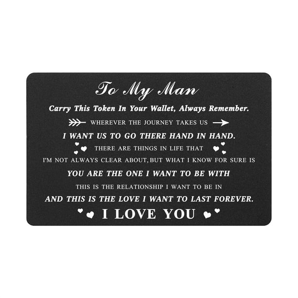 Yobent To My Man Wallet Card Gifts I Love You Gifts for Him Boyfriend