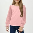 thumbnail image 3 of breaise Girls Long Sleeve Shirt with Ruffle Cuffs Polka Swiss Dots Kids Girls Solid Color Pullover Shirts Cute Crewneck Girls Top 4-13Years, 3 of 6