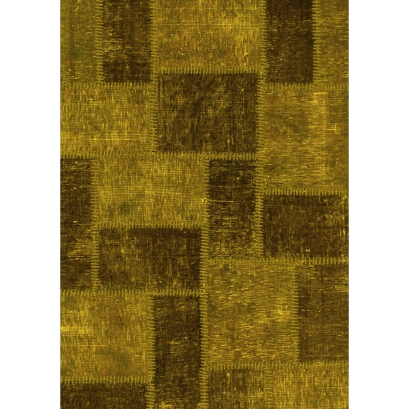 Ahgly Company Indoor Rectangle Patchwork Yellow Transitional Area Rugs, 5' x 7'