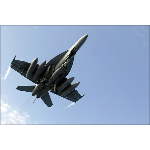 24"x36" Gallery Poster, FA-18E Super Hornet f-18 landing on USS Kitty Hawk (CV-63)