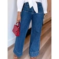 thumbnail image 4 of Jeans for Women Wide Leg High Waisted Stretchy Straight Leg Jean Baggy Trendy Denim Pants with Slanted Pockets Blue XXL, 4 of 9
