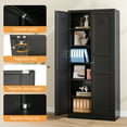 thumbnail image 4 of STANI 71"H Freestanding Storage Cabinet with 4 Adjustable Shelves, Metal/Alloy Steel Kitchen Pantry Cabinet, for Cupboard/Dining Room/Bathroom/Living Room/Office/Laundry Room (Black, 71"H), 4 of 10