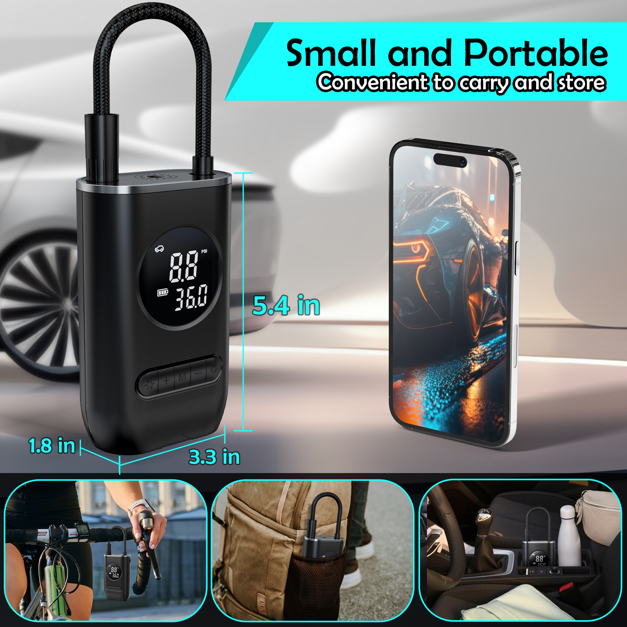 Qunler 150PSI Cordless Tire Inflator with Digital Gauge photo 2