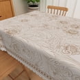 thumbnail image 4 of Light Khaki Damask Floral Tablecloth,60x120 Inch,Waterproof Stain Resistant Table Cover for Kitchen Dining Indoor Outdoor Party Decor, 4 of 7