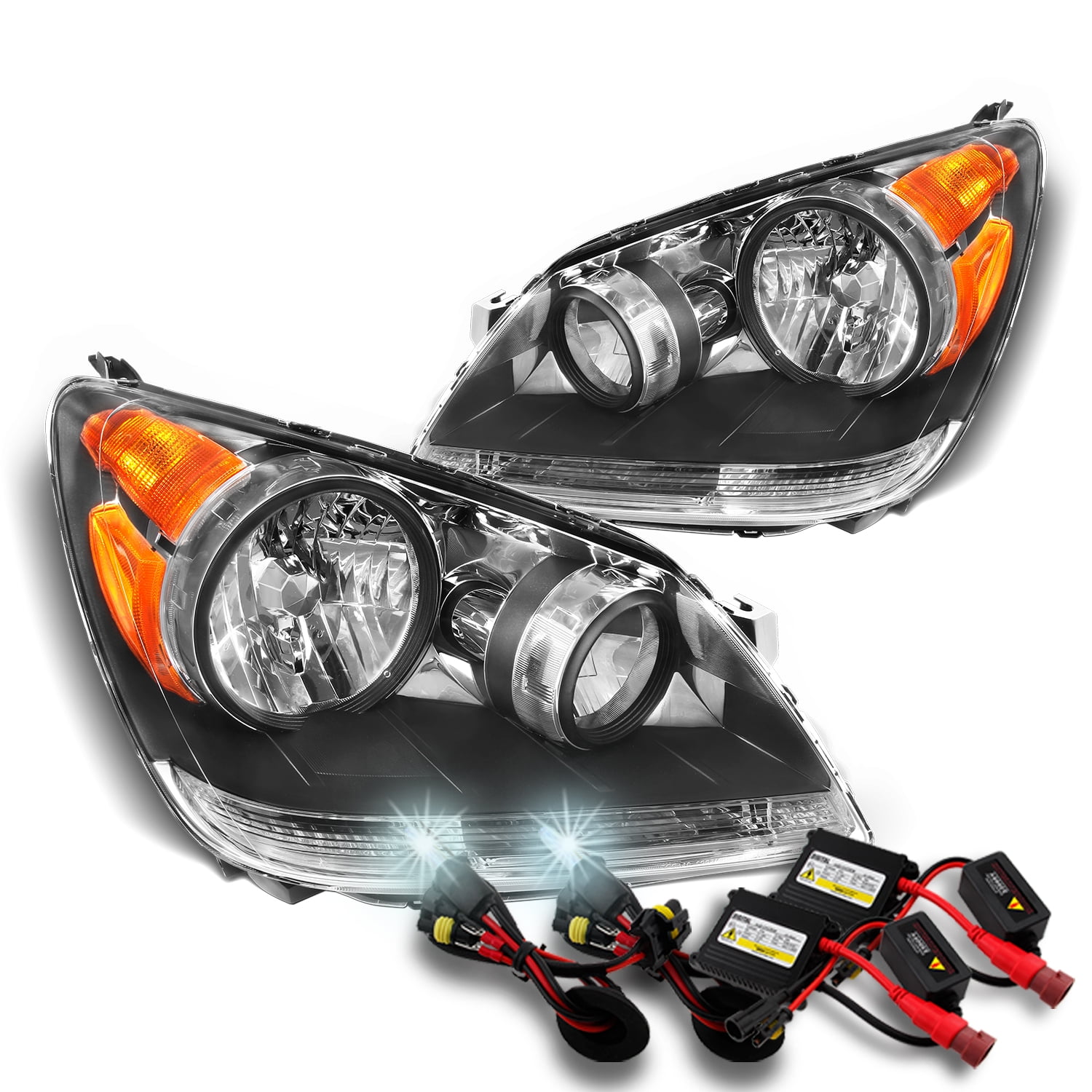 [Black] Fits 20082010 HONDA ODYSSEY LH+RH HEADLIGHTS Headlamps + 6000K