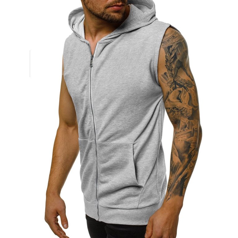 Niuer Mens Bodybuilding Sleeveless Hoodie Zipper up Gym Exercise Tank Tops  Pockets Workout Sweatshirt Muscle Cut Off T Shirt - Walmart.com
