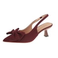 thumbnail image 2 of Miluxas Closed Pointed Toe Slingback Kitten Heels Comfortable Dressy Pump Shoes Wine 6(37), 2 of 9