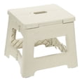 thumbnail image 1 of Uxcell Taburete de paso plegable de 8" para adultos, capacidad de 88 lbs, taburete antideslizante con mango, taburete pequeño blanco, 1 of 7