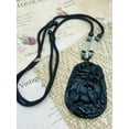 thumbnail image 3 of K-KED Jade Obsidian Dragon Charm Pendant Necklace Beads Cord Handmade Carved Gemstone, 3 of 9