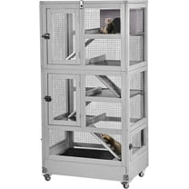 MEDEHOO Ferret Cage Rat Cage Indoor Outdoor, Large Guinea Pig Cages with 5 Levels, Wooden Chinchilla Cage with Wheels for Hamster, Chameleon, Gerbils and Other Small Animals Anti-Chewing