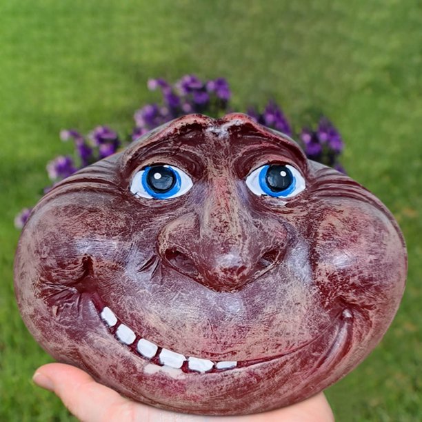 Funny RockFace Garden/Yard Art Sculpture Resin Sculptures Mystical Garden Stone