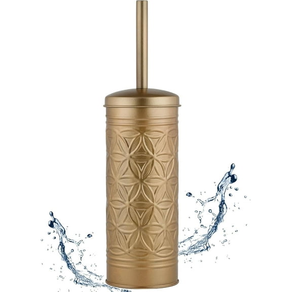 Autumn Alley Gold Toilet Brush and Holder Bathroom Accessories, Bathroom Toilet Brush for Modern Bathroom Decor, Standing Farmhouse Toilet Bowl Brush wiush with Holder, Bathroom Decor Sets