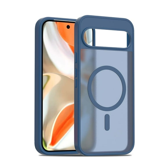 Compatible WIth Google Pixel 9 Pro XL Phone Case,Frosted Translucent Designing,Compatible with Mag-Safe,Shockproof Rugged Drop-Proof Ultra Slim Silky Touch Phone Case Cover,Blue