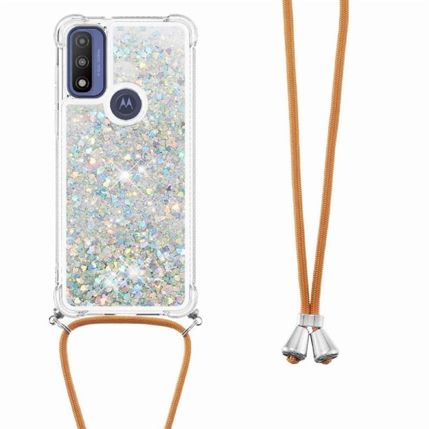 Funda FOXDOCK para Motorola Moto G Pure con Cuerda Ajustable, Brillo Líquido, Protección Antigolpes y Lente – Ideal para Regalo