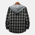 thumbnail image 4 of Men's Plaid Shirt Hooded Button Sweatshirt Men's Casual Fashion SweatshirtM, 4 of 4