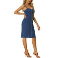 thumbnail image 4 of INSPIRE CHIC Women's Denim Dresses Button Down Sleeveless Sweetheart Neck Midi Jean Dresses XL Blue, 4 of 6