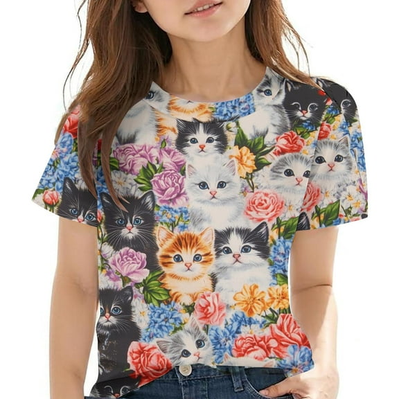 ZhuoLiL Shirts for Girls 10-12 Short Sleeve 3-14 Years Kids Short Sleeve T-Shirt Round Neck For And Boy Tee